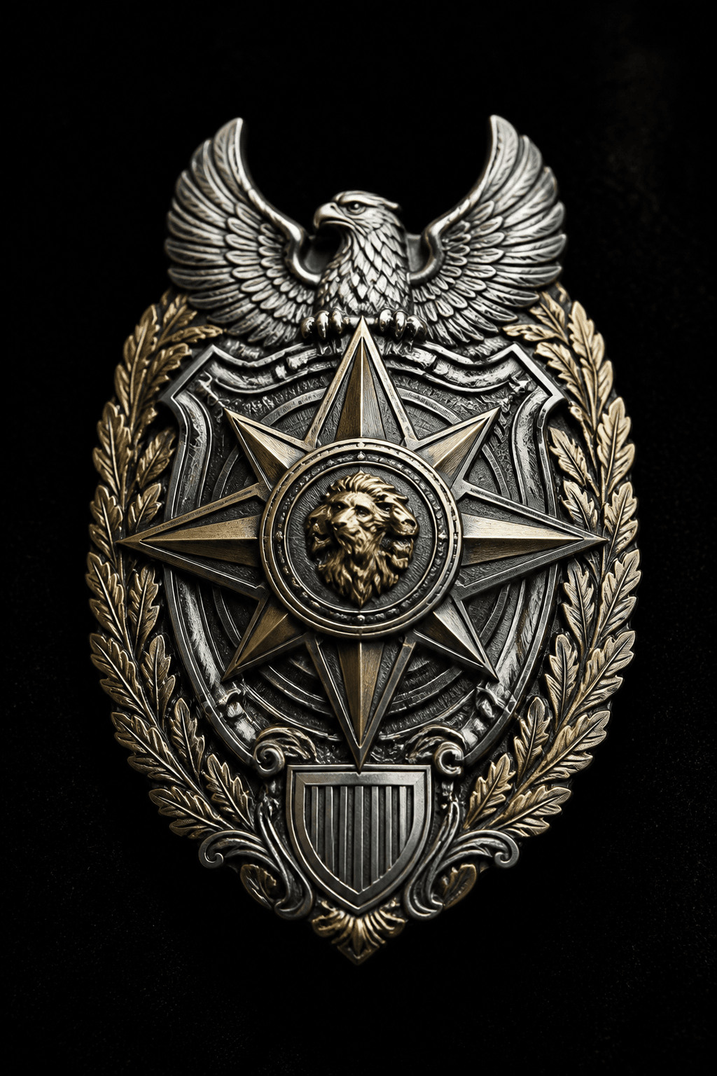 Polished silver and gold service badge