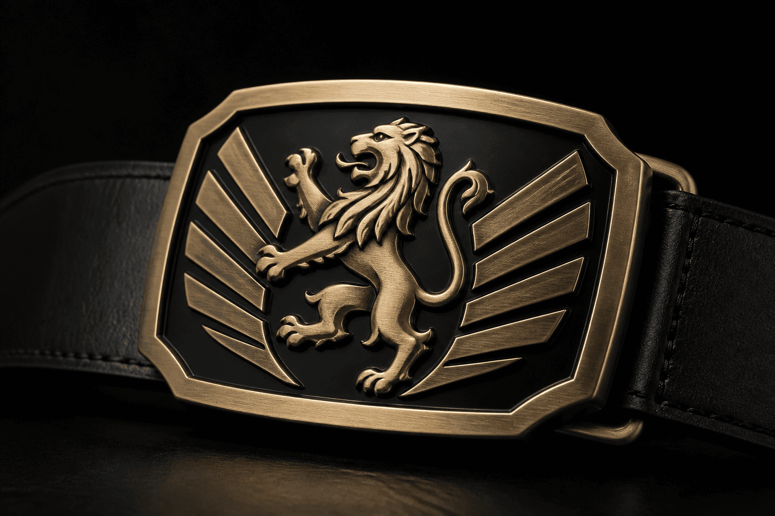 Antique gold and black custom belt buckle