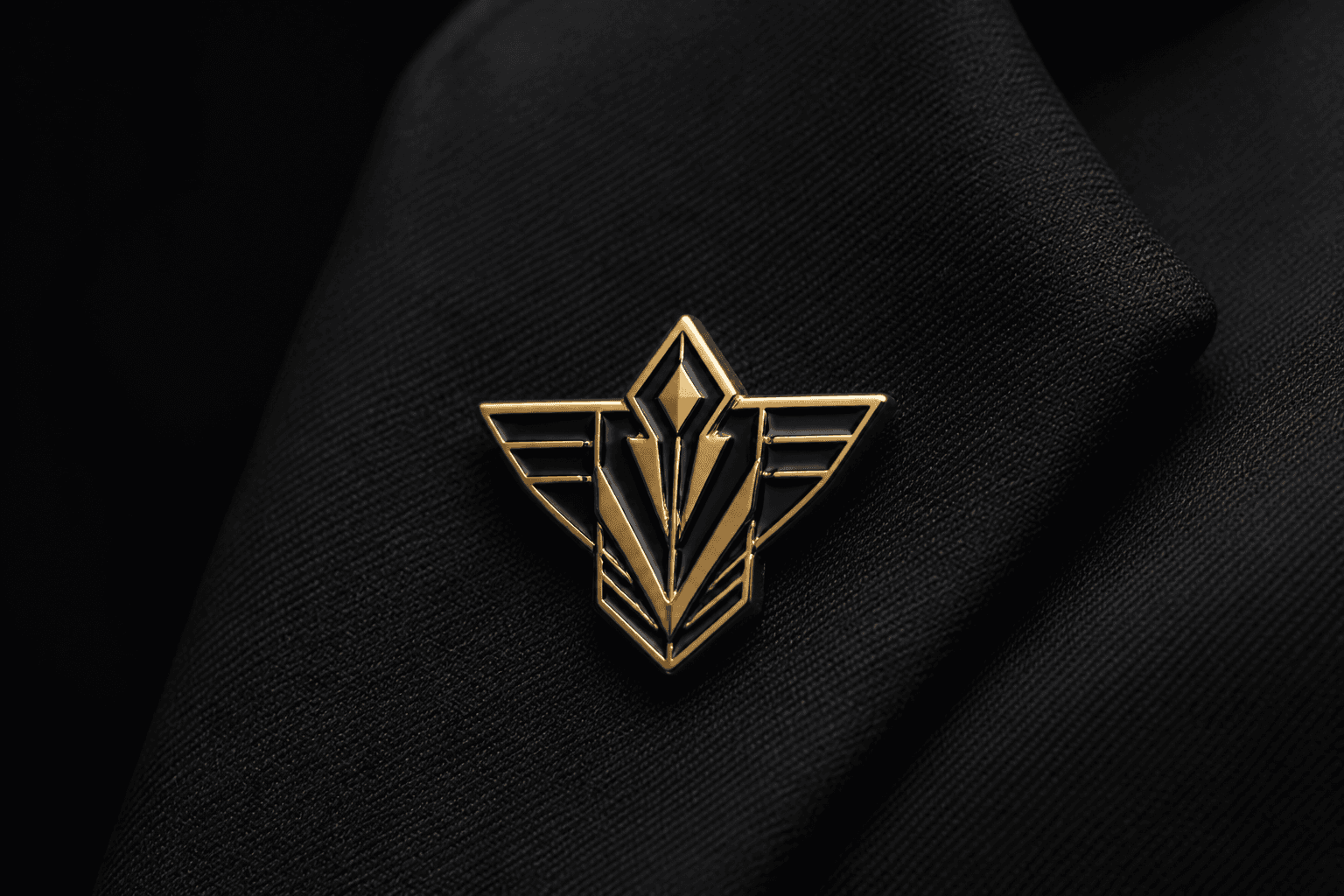 Black enamel and gold premium lapel pin