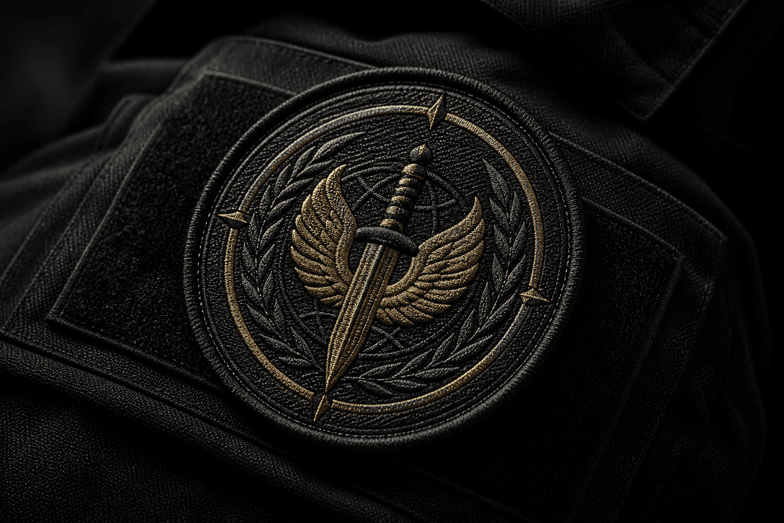 Black and gold embroidered tactical patch